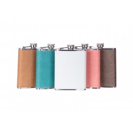 8oz/240ml Stainless Steel Flask with PU Cover (White)（10/pack）